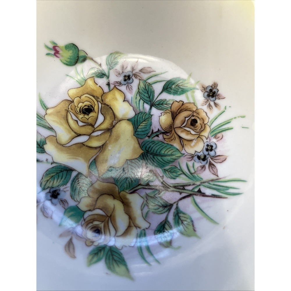 Vintage Wheelock Trade I Mark Bowl Yellow Roses, Gold Trim - Picture 3 of 5